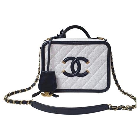 chanel black white caviar leather cc vanity case bag|Chanel Caviar CC Vanity Case .